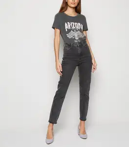 2019 Jeans Panjang Hitam Denim Wanita, Pesta Ukuran Besar Modis Pinggang Tinggi Kurus Ikat Fesyen Wanita