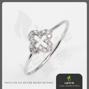 Marca Nuevo Árabe Boda de Cuatro Hojas Del Trébol de <span class=keywords><strong>San</strong></span> Valentín Regalo 925 Anillos de Plata - Product Image 5