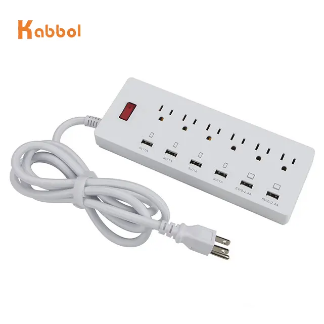 Surge Protector Power Strip 6 Outlets with 6 USB Charging Ports USB Extension Cord 1625W/13A Multi plug for Multiple Devices