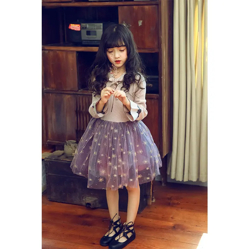 2018 inverno Novo design vestidos das crianças Coreanas Queda Vietnã vestidos party girls one piece 6 anos de idade menina de fadas vestido