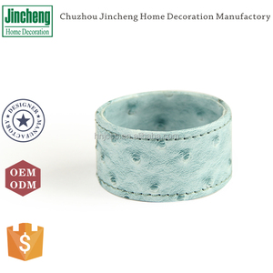 Ensemble d'anneaux <span class=keywords><strong>de</strong></span> serviettes <span class=keywords><strong>en</strong></span> cuir faux cuir d'autruche, 4 pièces - Product Image 2