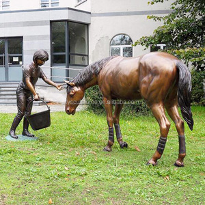 Statue de cheval moderne en <span class=keywords><strong>bronze</strong></span> taille réelle avec selle, sculpture de grand cheval en cuivre sur cour à vendre - Product Image 6