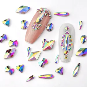 Supplier Crystal AB Decorative Diamond Gold Base Design Faces Nails Art RhinestonesためNail Decoration