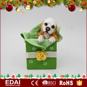 Colorido Navidad ornamentos animales 2 surtidos estatuas polyresin perro en <span class=keywords><strong>la</strong></span> hermosa caja <span class=keywords><strong>de</strong></span> regalo - Product Image 3
