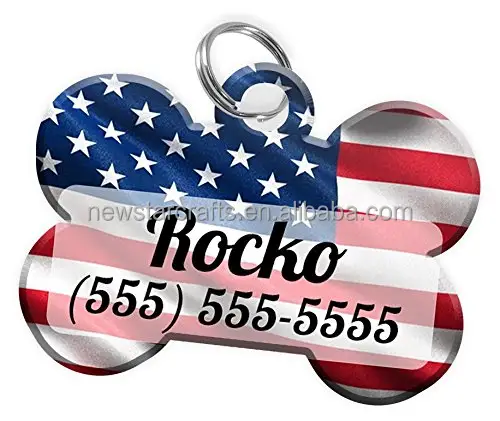 National flag epoxy dome metal dog tags with chain zinc alloy silver plated