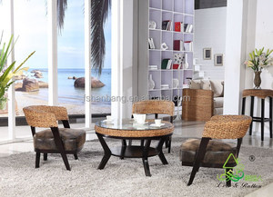 2016 nuevo diseño moderno rattan muebles de jacinto de agua tienda de café de madera - Product Image 4