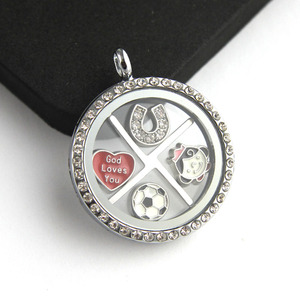 Liontin Kalung Kaca Bening Stainless Steel Model Locket Terlaris, Dapat Dibuka,  DIY Charm, Perhiasan - Product Image 3