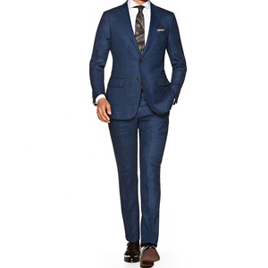 Người Đàn Ông Của Kinh Doanh Phù Hợp Với Mỏng Màu Xanh Len Mô Hình <span class=keywords><strong>S</strong></span>ọc <span class=keywords><strong>S</strong></span>ọc Đôi Ngực Đóng Cửa Nút Trang Trí Cộng Với Kích Thước 2-Mảnh Áo Quần Cho - Product Image 5