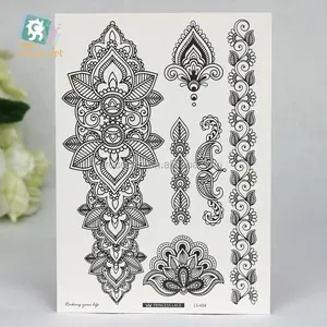 LS-604/Fashional mandala flor etiqueta do tatuagem temporária de henna preta à prova d' água para o braço