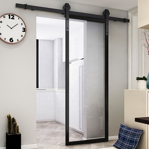 Miroir noir portes de <span class=keywords><strong>grange</strong></span> cadre en verre trempé <span class=keywords><strong>porte</strong></span> de <span class=keywords><strong>grange</strong></span> <span class=keywords><strong>coulissante</strong></span> avec quincaillerie en gros - Product Image 5