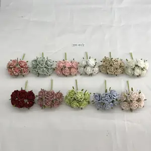 Flower Bunch Wire Rose Flower Bridal Hair Accessories 6 Heads