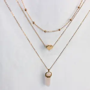 Collier avec pendentif en pierre naturelle pour femmes, bijoux féminin