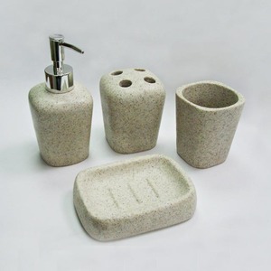 Juego completo de decoración de baño de poliresina de mármol ovalado - Product Image 2