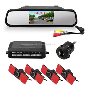 2 vías entradas de vídeo 4,3 pulgadas LCD 16:9 pantalla TFT coche espejo retrovisor Monitor sensor de aparcamiento