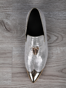 NA040 — chaussures de luxe en cuir véritable <span class=keywords><strong>pour</strong></span> <span class=keywords><strong>homme</strong></span>, souliers formels à bout pointu, brillantes et argentées, <span class=keywords><strong>pour</strong></span> mariage, nouvelle collection italienne - Product Image 6