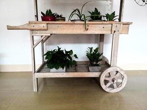 Étagère <span class=keywords><strong>de</strong></span> présentation en bois pour <span class=keywords><strong>pot</strong></span> <span class=keywords><strong>de</strong></span> fleurs, 3 niveaux, pour plantes, avec roulettes, 1 pièce - Product Image 4