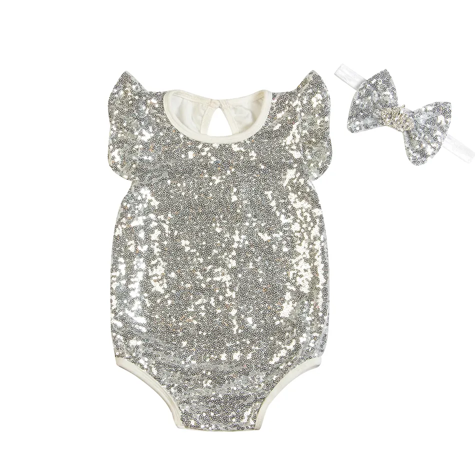 Fabriek Groothandel Meisje Boutique Kleding Mooie Sequin Romper Baby Kleding