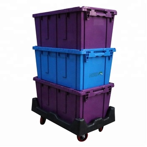 QUSHENG 75L 100% Virgin PP Di Chuyển Thùng Stackable Thùng Tote Bin Tùy Chỉnh Màu Sắc Và Logo Thùng Nhựa Với Nắp Để Bán Nóng - Product Image 1