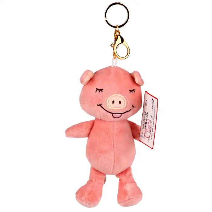 Porte-clés en forme d'animaux, Mini peluche, cochon, jouet doux,