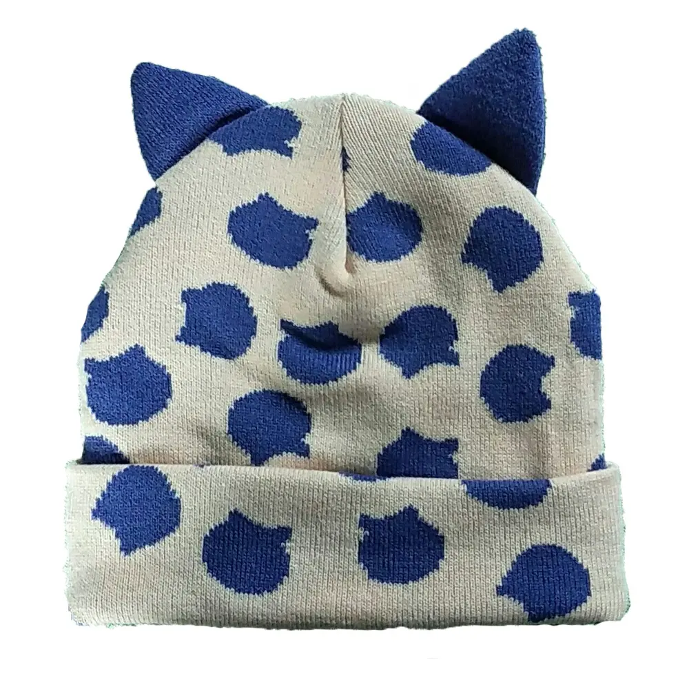 Gorro jacquard personalizado, gorro para bebê com orelha de gato