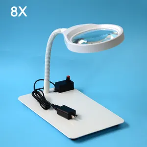 8x Desktop Magnifying Glass With usb LED Lights Illuminated White Optical Glass Magnifier PCB Precision Parts Inspection