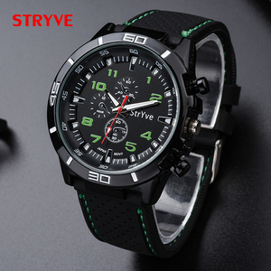 Orologio da Uomo Sportivo Stryve Design Racing con Cinturino in Silicone Nero Movimento al Quarzo Importato dal Giappone - Product Image 4