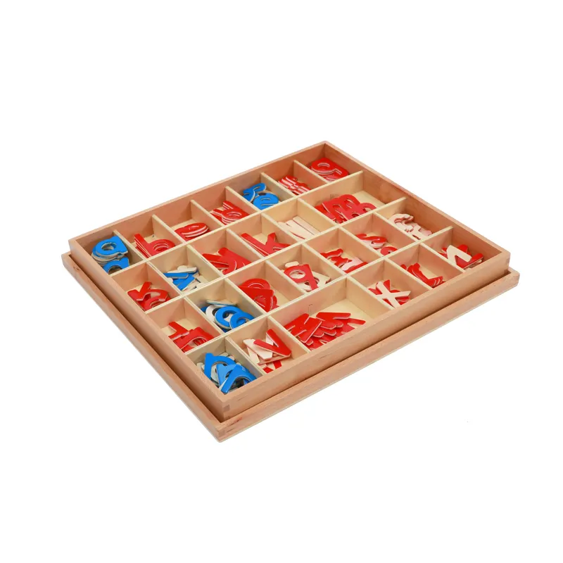 Lingua di Apprendimento Set Dettagli Materiali Montessori Montessori Sussidi Didattici Montessori di Legno Piccolo Mobile Alfabeto (Red & Blue)