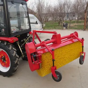 Farm tractor mounted snow sweeper with front dozer blade