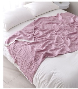 Écologique tissé Super doux épais 4 couches adulte coton mousseline Portable portable solide quatre saisons lit couette couverture maison - Product Image 3