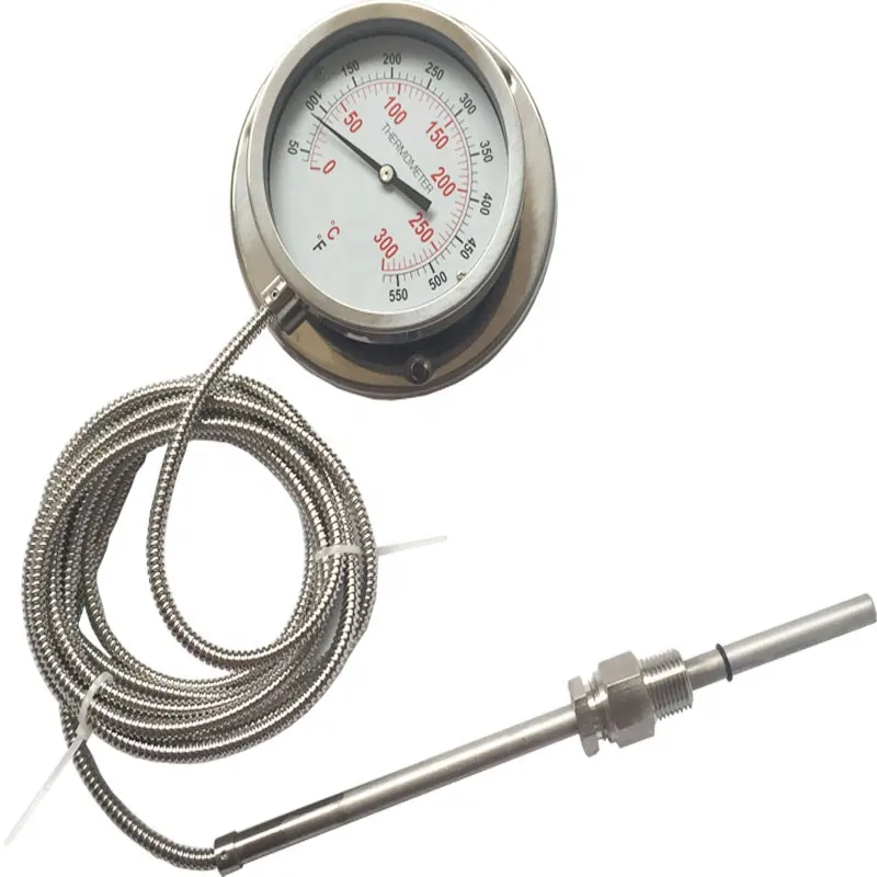 Stainless steel range 0-120 c capillary thermometer