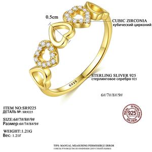 Anello con Diamante CZCITY, Placcato Oro di Lusso, Design a Cuore, <span class=keywords><strong>Anelli</strong></span> in Argento Sterling 925, Gioielli Raffinati, <span class=keywords><strong>Anelli</strong></span> a <span class=keywords><strong>Fascia</strong></span> con Cuore - Product Image 2