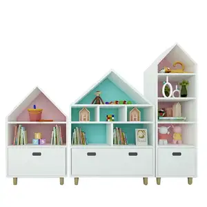 Bibliothèque en bois pour enfants, meuble de salon, école, Diy, étagère de sol, en promotion