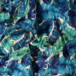 Popular tropical design digital printing textile 100% polyester satin fabric