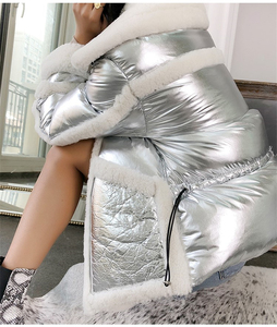 <span class=keywords><strong>Blouson</strong></span> d'hiver avec col en fourrure de <span class=keywords><strong>mouton</strong></span> pour femme, Parka en duvet de canard <span class=keywords><strong>blanc</strong></span>, mode - Product Image 6
