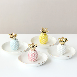 Ceramic Pineapple <strong>Ring</strong> Holder Ananas Jewelry Dish Decor Jewelry Tray Pineapple Ceramic Jewelry <strong>Plate</strong> - Product Image 2