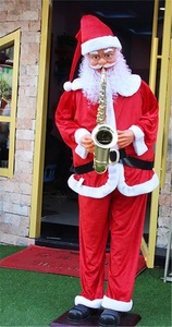 Decoración al aire libre de alta calidad jugando saxofón vida tamaño de Papá Noel para la Navidad - Product Image 2