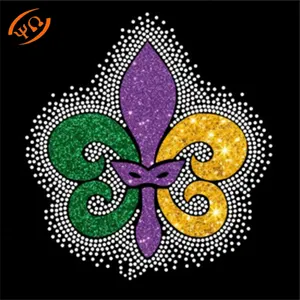 Miếng Dán Chuyển Áo Sơ Mi Kim Cương Giả Mardi Gras Của Fleur De Lis