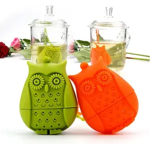 Hình Dạng Động Vật Cấp Thực Phẩm Được Phê Duyệt Silicone Owl Lọc Trà Tái Sử Dụng Silicone Tea Infuser