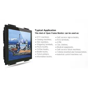 Monitor de tv colorido, super tft lcd, 15 polegadas, 4:3, 1024*768, concha de metal, quadro aberto, monitor touch screen