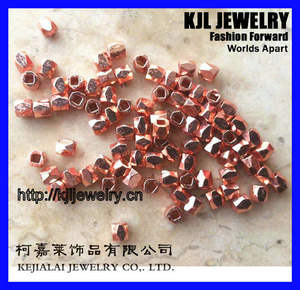 ลูกปัดโลหะผสมทองแดงโลหะแข็ง GZKJL-CT0005เหลี่ยมเพชรพลอย,ทองคำโรสโกลด์นักเก็ตลูกปัดหลวม3มม - Product Image 4