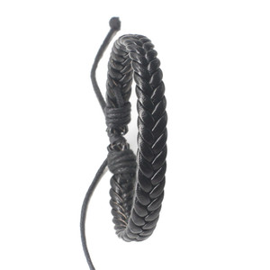 MenのGenuine Leather <span class=keywords><strong>Bracelet</strong></span> Classic Style Knitting Woven <span class=keywords><strong>Knot</strong></span> <span class=keywords><strong>Black</strong></span> Style - Product Image 2