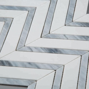 <span class=keywords><strong>Carrelage</strong></span> mosaïque en verre pour mur, <span class=keywords><strong>blanc</strong></span> et bleu, couleur mixte, <span class=keywords><strong>Chevron</strong></span> - Product Image 4