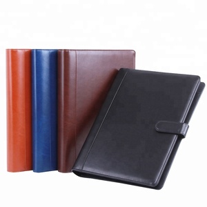 Fashion Multifunction Large Capacity Business Conference Metal Ring Binder A4 PU Leather File Folder Organizer