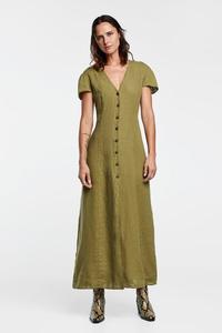 A-line Long <strong>Linen</strong> Ladies Women Casual Button Down <strong>Maxi</strong> <strong>Dress</strong> - Product Image 6