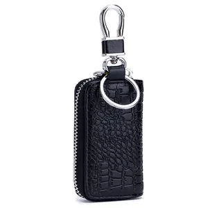 New fashion croco pattern key holder genuine leather multi-functional wallet bag large capacity zipper key bag for men women