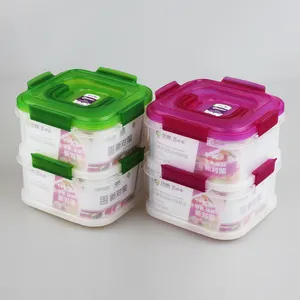 Grosir Kotak Kompartemen Plastik 2 Tingkat Dapat Disegel untuk Makanan dengan Tutup dan Pegangan