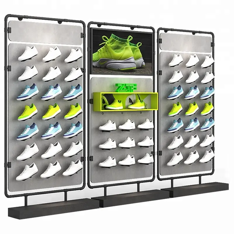 Retail schoenen winkel gratis ontwerp idee, nieuwe sport slatwall schoen display, houten schoen display rack