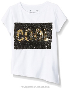 Custom Gold Reversible Shiny Sequin T <strong>Shirt</strong> Black WOW Change 2 Way Sequins Letter <strong>Funny</strong> T <strong>Shirts</strong> - Product Image 3