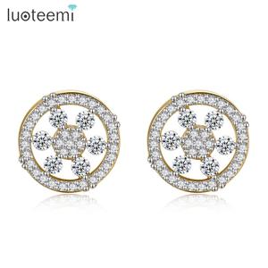 LUOTEEMI zirconi cubici Hip Hop orecchini per <span class=keywords><strong>ragazzo</strong></span> nero rodiato gioielli all'ingrosso pronti per la spedizione gioielli - Product Image 1