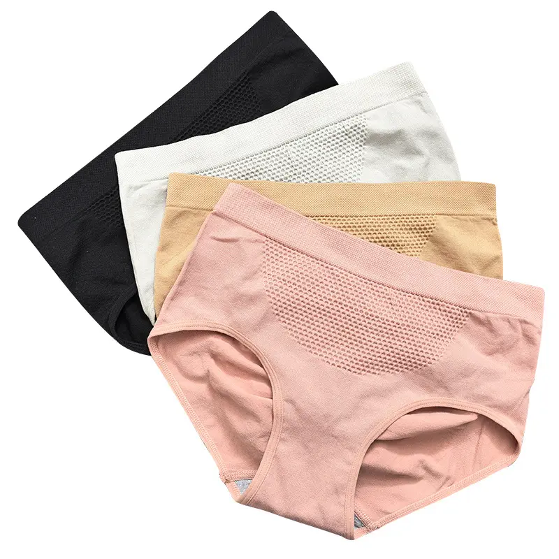 Women Solid Japanese 3D Honeycomb Warm Low Waist Seamless Underwear Tummy Control Hip Raise Ladies Briefs Panties Free for Women